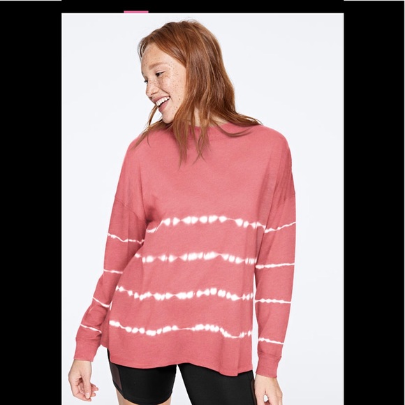 VS PINK MOCK NECK LONG SLEEVE TEE/SMOKEY ROSE NIP! - Picture 2 of 4